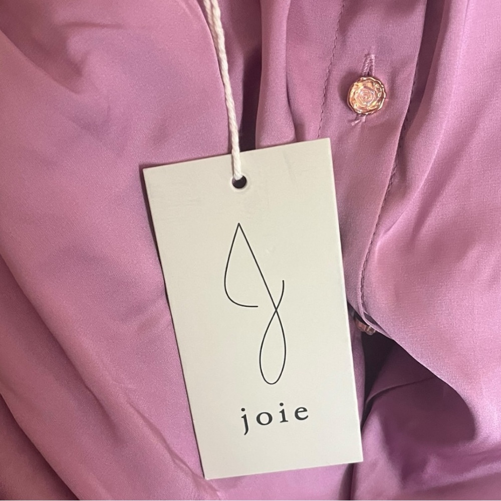 JOIE Women's Satin Purple Long Sleeve Button Down Tie Front Blouse | Small | NWT - Picture 8 of 10